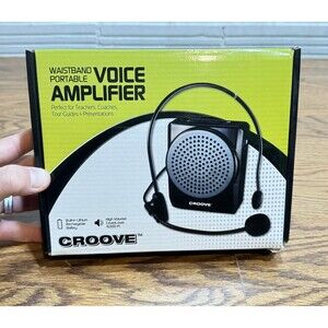 Croove Voice Amplifier Portable Rechargeable Microphone Headset‎ Waistband Clip
